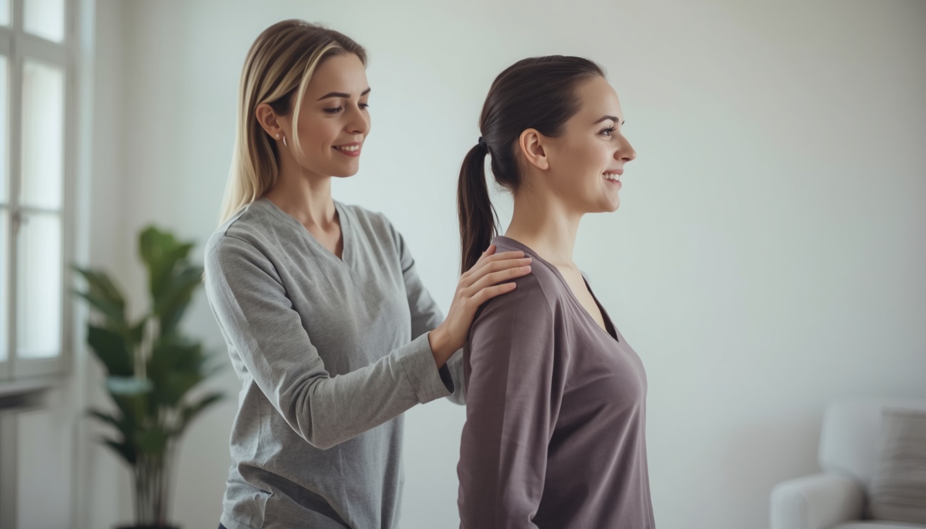 Antipurification client focusing on posture during a coaching session